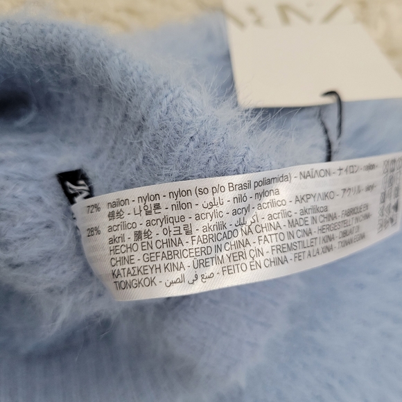 NWT Zara Blue Fuzzy Knit Shorts Sz Medium - Picture 9 of 9